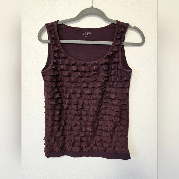 Ann Taylor LOFT Plum Ruffle Sleeveless Tank Women's Size Small - Picture 1 of 8